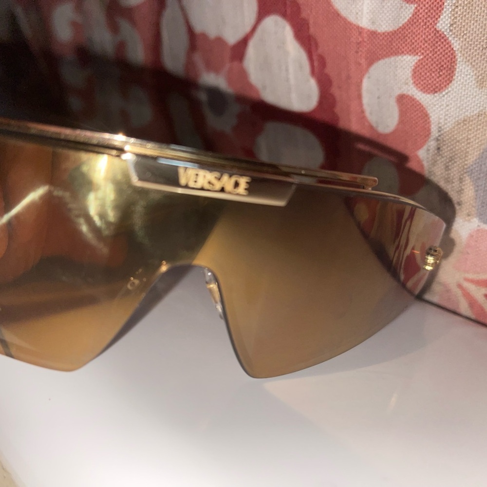 Versace Metallic Gold Shield Sunglasses